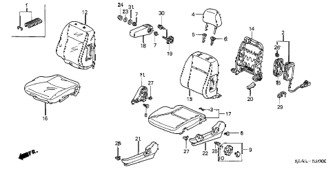 2002 civic EX 4 DOOR 5MT FRONT SEAT (L.) diagram 2002 civic EX 4 DOOR 5MT FRONT SEAT (L.) diagram