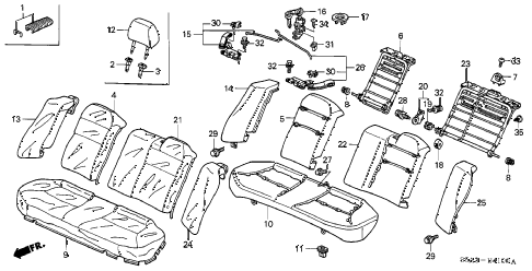 2001 civic EX 4 DOOR 5MT REAR SEAT diagram 2001 civic EX 4 DOOR 5MT REAR SEAT diagram