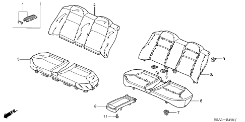 2003 civic GX 4 DOOR CVT REAR SEAT (CNG) diagram 2003 civic GX 4 DOOR CVT REAR SEAT (CNG) diagram