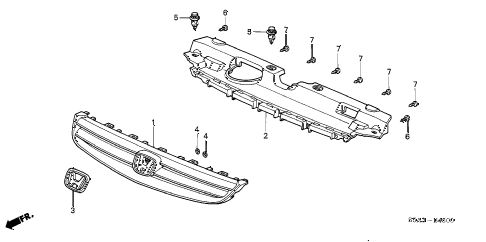 2003 civic DX(SIDE SRS) 4 DOOR 4AT FRONT GRILLE diagram 2003 civic DX(SIDE SRS) 4 DOOR 4AT FRONT GRILLE diagram