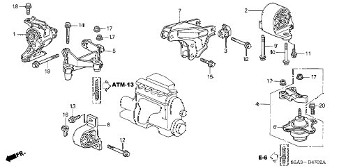 2001 civic GX(SIDE SRS) 4 DOOR CVT ENGINE MOUNTS (CVT) diagram 2001 civic GX(SIDE SRS) 4 DOOR CVT ENGINE MOUNTS (CVT) diagram
