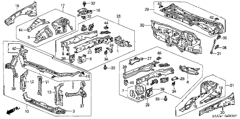 2001 civic LX(SIDE SRS) 4 DOOR 5MT FRONT BULKHEAD diagram 2001 civic LX(SIDE SRS) 4 DOOR 5MT FRONT BULKHEAD diagram