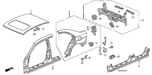 2002 civic LX 4 DOOR 4AT OUTER PANEL (OLD STYLE PANEL) diagram 2002 civic LX 4 DOOR 4AT OUTER PANEL (OLD STYLE PANEL) diagram