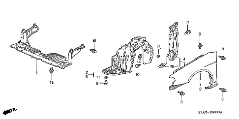 2001 civic DX(SIDE SRS) 4 DOOR 4AT FRONT FENDERS diagram 2001 civic DX(SIDE SRS) 4 DOOR 4AT FRONT FENDERS diagram