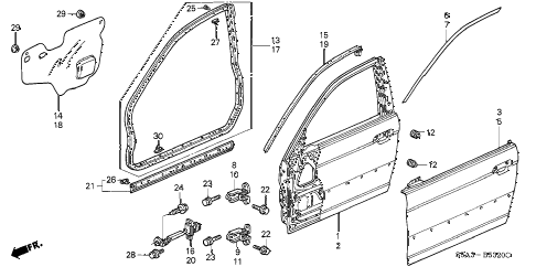 2001 civic DX(SIDE SRS) 4 DOOR 4AT FRONT DOOR PANELS diagram 2001 civic DX(SIDE SRS) 4 DOOR 4AT FRONT DOOR PANELS diagram
