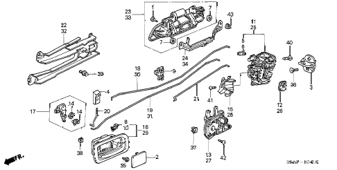 2001 civic DX(A/C) 4 DOOR 5MT REAR DOOR LOCKS diagram 2001 civic DX(A/C) 4 DOOR 5MT REAR DOOR LOCKS diagram