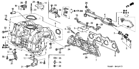 2001 civic DX(SIDE SRS) 4 DOOR 5MT INTAKE MANIFOLD (1) diagram 2001 civic DX(SIDE SRS) 4 DOOR 5MT INTAKE MANIFOLD (1) diagram