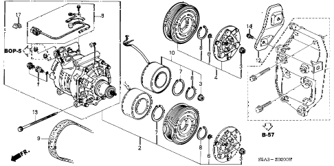 2001 civic DX(SIDE SRS) 4 DOOR 4AT A/C COMPRESSOR diagram 2001 civic DX(SIDE SRS) 4 DOOR 4AT A/C COMPRESSOR diagram