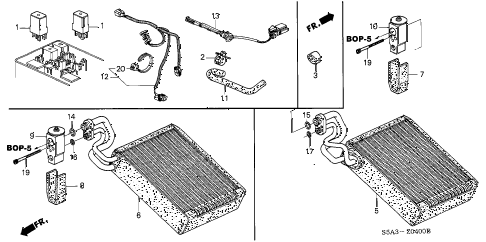 2002 civic DX(SIDE SRS) 4 DOOR 4AT A/C COOLING UNIT diagram 2002 civic DX(SIDE SRS) 4 DOOR 4AT A/C COOLING UNIT diagram