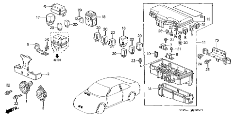 2000 accord EX(LEATHER) 2 DOOR 5MT CONTROL UNIT (ENGINE ROOM) diagram 2000 accord EX(LEATHER) 2 DOOR 5MT CONTROL UNIT (ENGINE ROOM) diagram