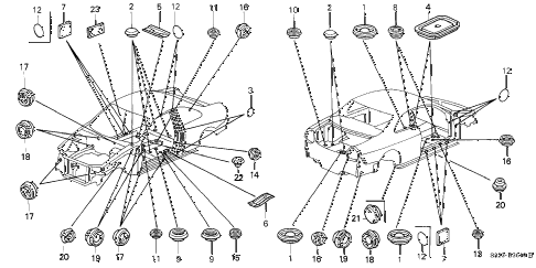 1998 accord EX 2 DOOR 4AT GROMMET diagram 1998 accord EX 2 DOOR 4AT GROMMET diagram