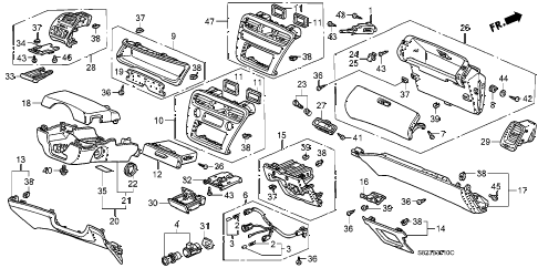 2002 accord EX(LEATHER) 2 DOOR 5MT INSTRUMENT PANEL GARNISH diagram 2002 accord EX(LEATHER) 2 DOOR 5MT INSTRUMENT PANEL GARNISH diagram