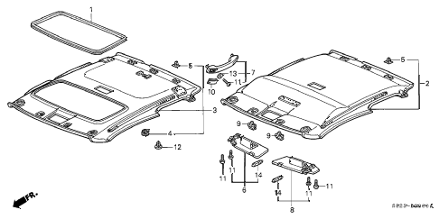 1999 accord EX(LEATHER) 2 DOOR 4AT ROOF LINING diagram 1999 accord EX(LEATHER) 2 DOOR 4AT ROOF LINING diagram