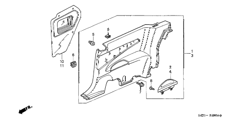 2001 accord EX(LEATHER) 2 DOOR 4AT SIDE LINING diagram 2001 accord EX(LEATHER) 2 DOOR 4AT SIDE LINING diagram