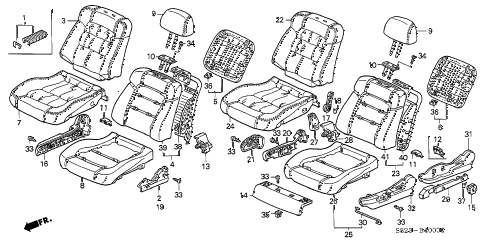 1999 accord LX 2 DOOR 5MT FRONT SEAT diagram 1999 accord LX 2 DOOR 5MT FRONT SEAT diagram