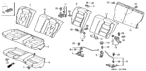 1999 accord EX(LEATHER) 2 DOOR 4AT REAR SEAT diagram 1999 accord EX(LEATHER) 2 DOOR 4AT REAR SEAT diagram
