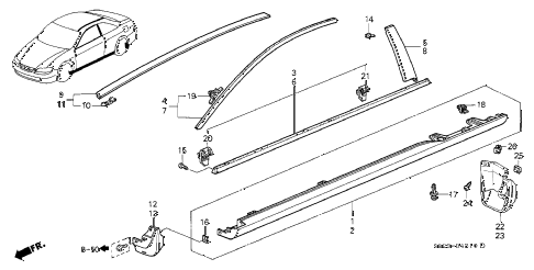 2002 accord EX(LEATHER) 2 DOOR 5MT MOLDING - PROTECTOR diagram 2002 accord EX(LEATHER) 2 DOOR 5MT MOLDING - PROTECTOR diagram