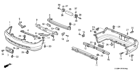 1998 accord LX 2 DOOR 4AT BUMPER (1) diagram 1998 accord LX 2 DOOR 4AT BUMPER (1) diagram
