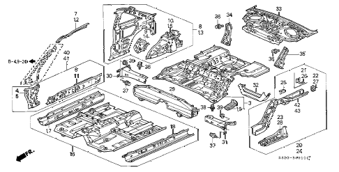 2001 accord EX(LEATHER) 2 DOOR 4AT INNER PANEL diagram 2001 accord EX(LEATHER) 2 DOOR 4AT INNER PANEL diagram