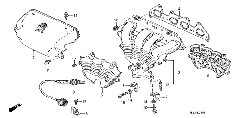1998 accord EX(UL) 2 DOOR 4AT EXHAUST MANIFOLD (L4) (LEV) diagram 1998 accord EX(UL) 2 DOOR 4AT EXHAUST MANIFOLD (L4) (LEV) diagram