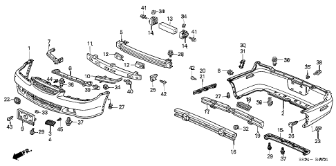2001 accord EX(UL LEATHER) 2 DOOR 5MT BUMPER (2) diagram 2001 accord EX(UL LEATHER) 2 DOOR 5MT BUMPER (2) diagram