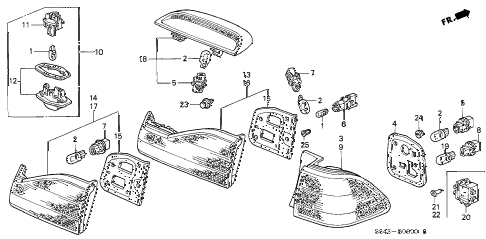 2001 accord EXL(LEATHER) 4 DOOR 5MT TAILLIGHT diagram 2001 accord EXL(LEATHER) 4 DOOR 5MT TAILLIGHT diagram