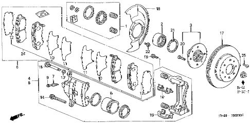 2001 accord LX(ABS) 4 DOOR 4AT FRONT BRAKE (1) diagram 2001 accord LX(ABS) 4 DOOR 4AT FRONT BRAKE (1) diagram