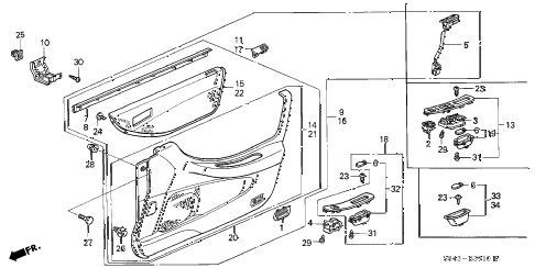 1998 accord EXL(LEATHER) 4 DOOR 4AT FRONT DOOR LINING diagram 1998 accord EXL(LEATHER) 4 DOOR 4AT FRONT DOOR LINING diagram