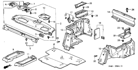 2001 accord LX 4 DOOR 5MT REAR TRAY - SIDE LINING diagram 2001 accord LX 4 DOOR 5MT REAR TRAY - SIDE LINING diagram