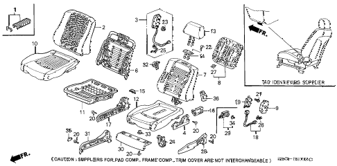 2000 accord EX-SUL 4 DOOR 4AT FRONT SEAT (SIDE SRS) (R.) diagram 2000 accord EX-SUL 4 DOOR 4AT FRONT SEAT (SIDE SRS) (R.) diagram