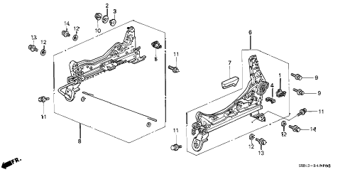 1999 accord LX(UL) 4 DOOR 4AT FRONT SEAT COMPONENTS (L.) (MANUAL SEAT) diagram 1999 accord LX(UL) 4 DOOR 4AT FRONT SEAT COMPONENTS (L.) (MANUAL SEAT) diagram