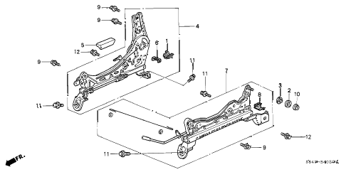 2001 accord EXL(LEATHER) 4 DOOR 4AT FRONT SEAT COMPONENTS (R.) (1) diagram 2001 accord EXL(LEATHER) 4 DOOR 4AT FRONT SEAT COMPONENTS (R.) (1) diagram
