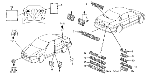 2000 accord EX 4 DOOR 5MT EMBLEMS - CAUTION LABELS diagram 2000 accord EX 4 DOOR 5MT EMBLEMS - CAUTION LABELS diagram