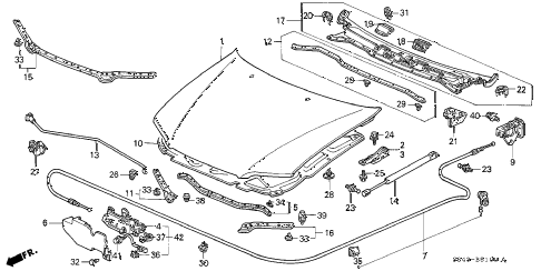 1998 accord EX 4 DOOR 4AT ENGINE HOOD diagram 1998 accord EX 4 DOOR 4AT ENGINE HOOD diagram