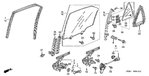 2001 accord VP 4 DOOR 4AT REAR DOOR WINDOWS diagram 2001 accord VP 4 DOOR 4AT REAR DOOR WINDOWS diagram
