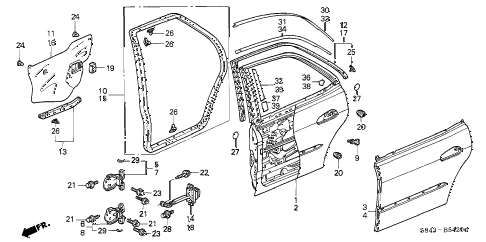 2000 accord EX-SUL 4 DOOR 4AT REAR DOOR PANELS diagram 2000 accord EX-SUL 4 DOOR 4AT REAR DOOR PANELS diagram
