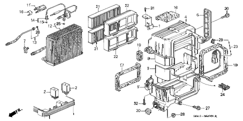 1998 accord EX-UL(LEATHER) 4 DOOR 4AT A/C COOLING UNIT diagram 1998 accord EX-UL(LEATHER) 4 DOOR 4AT A/C COOLING UNIT diagram