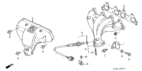 2000 accord DX 4 DOOR 5MT EXHAUST MANIFOLD (1) diagram 2000 accord DX 4 DOOR 5MT EXHAUST MANIFOLD (1) diagram
