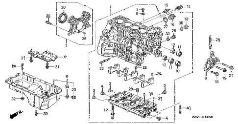 1998 accord EX 4 DOOR 5MT CYLINDER BLOCK - OIL PAN (L4) diagram 1998 accord EX 4 DOOR 5MT CYLINDER BLOCK - OIL PAN (L4) diagram
