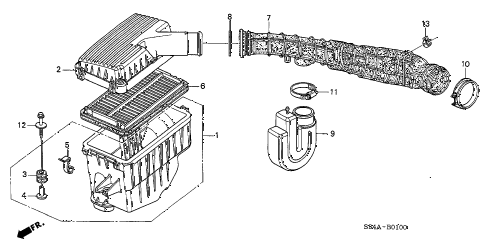 2002 accord DX 4 DOOR 5MT AIR CLEANER diagram 2002 accord DX 4 DOOR 5MT AIR CLEANER diagram