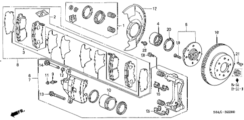 2002 accord EX(UL LEATHER) 4 DOOR 5MT FRONT BRAKE (1) diagram 2002 accord EX(UL LEATHER) 4 DOOR 5MT FRONT BRAKE (1) diagram