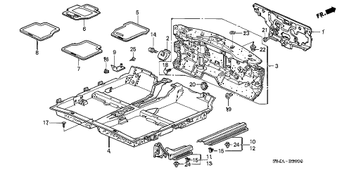 2002 accord SE(UL SIDE SRS) 4 DOOR 4AT FLOOR MAT diagram 2002 accord SE(UL SIDE SRS) 4 DOOR 4AT FLOOR MAT diagram