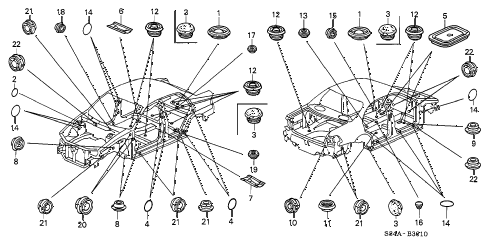 2002 accord DX(SIDE SRS) 4 DOOR 5MT GROMMET diagram 2002 accord DX(SIDE SRS) 4 DOOR 5MT GROMMET diagram