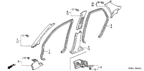 2002 accord LX(ABS SIDE SRS) 4 DOOR 4AT PILLAR GARNISH diagram 2002 accord LX(ABS SIDE SRS) 4 DOOR 4AT PILLAR GARNISH diagram