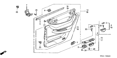 2002 accord SE(UL SIDE SRS) 4 DOOR 4AT REAR DOOR LINING diagram 2002 accord SE(UL SIDE SRS) 4 DOOR 4AT REAR DOOR LINING diagram