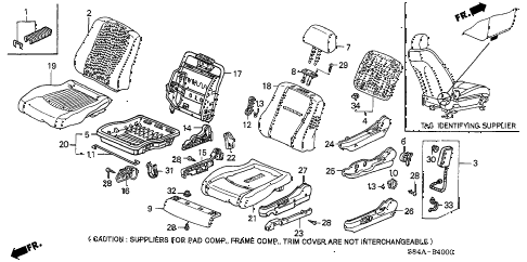 2002 accord LX(UL SIDE SRS) 4 DOOR 4AT FRONT SEAT (L.) diagram 2002 accord LX(UL SIDE SRS) 4 DOOR 4AT FRONT SEAT (L.) diagram