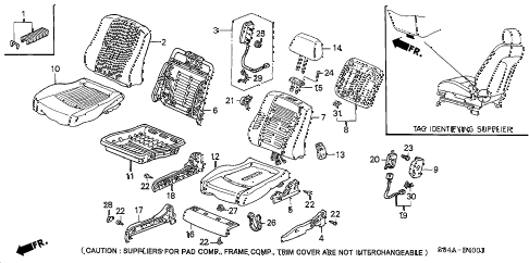 2002 accord EX(UL LEATHER) 4 DOOR 4AT FRONT SEAT (R.) diagram 2002 accord EX(UL LEATHER) 4 DOOR 4AT FRONT SEAT (R.) diagram