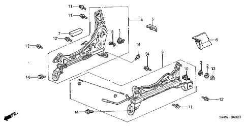 2002 accord LX(UL ABS) 4 DOOR 4AT FRONT SEAT COMPONENTS (R.) (MANUAL SEAT) diagram 2002 accord LX(UL ABS) 4 DOOR 4AT FRONT SEAT COMPONENTS (R.) (MANUAL SEAT) diagram