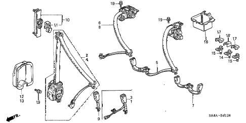 2002 accord DX(SIDE SRS) 4 DOOR 4AT SEAT BELTS diagram 2002 accord DX(SIDE SRS) 4 DOOR 4AT SEAT BELTS diagram
