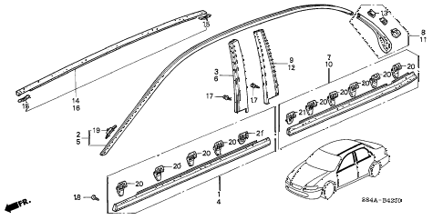 2002 accord LX(UL ABS SIDE SR 4 DOOR 4AT MOLDING diagram 2002 accord LX(UL ABS SIDE SR 4 DOOR 4AT MOLDING diagram